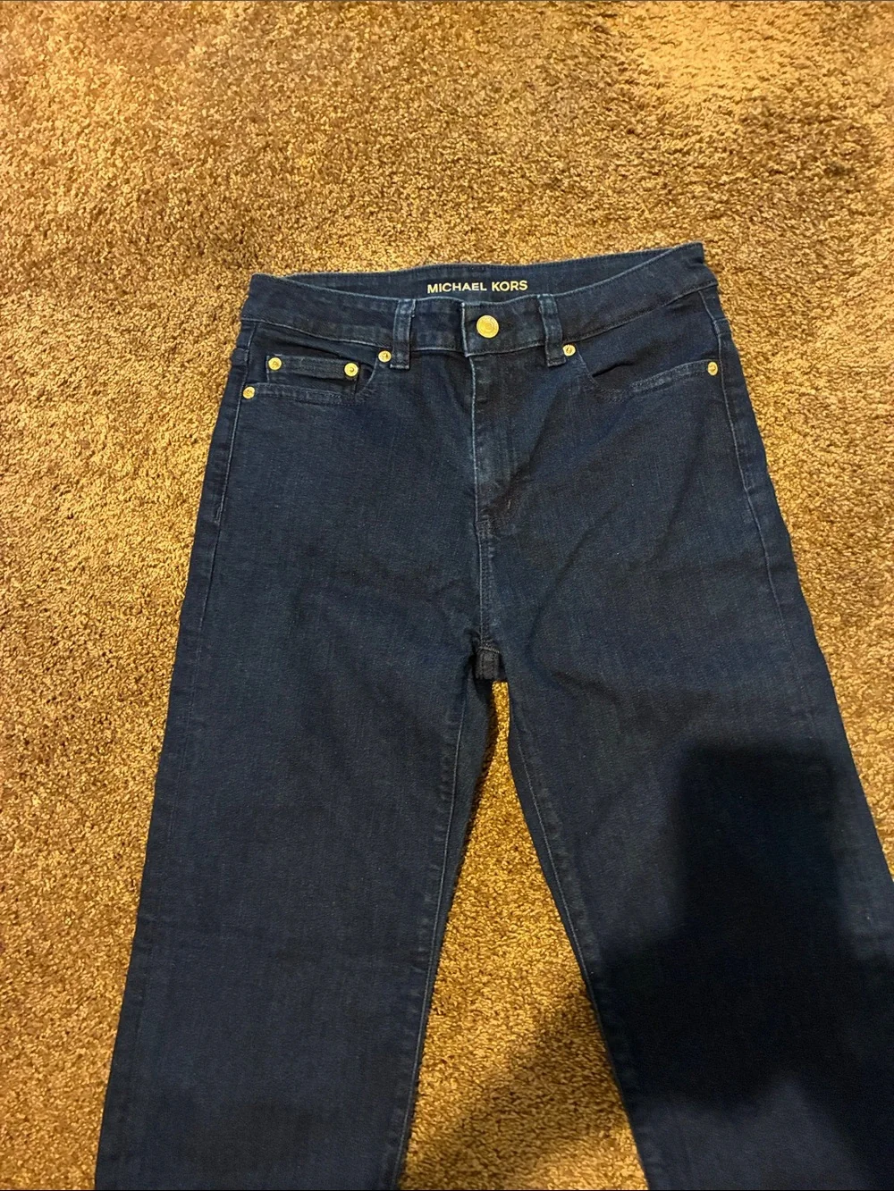 MICHAEL KORS. Size 2. Navy Straight-Leg Women's Jeans with Gold Hardware. Cute!